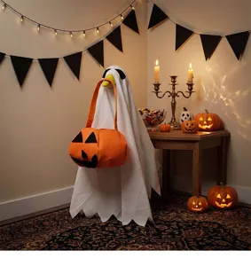 Disfraz de fantasma de Halloween para gansa, bolsa de calabaza decoración de cesped exterior.