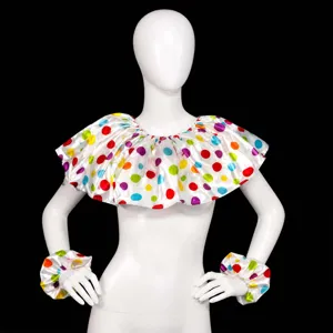 Halloween Clown bunte Punkte Rüschenkragen und Manschetten Kostüm Set Hauptansicht