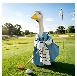 23 inch porch goose garden statue with golf outfit outdoor yard lawn decorative figure