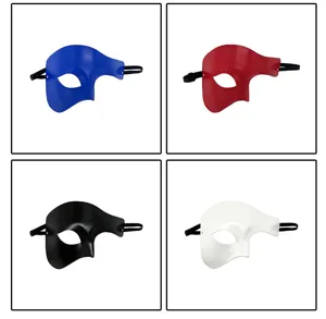 Detalles que muestran cuatro variantes de color de máscaras de media cara para fiestas.