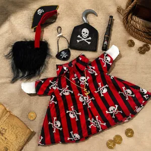 Disfraz pirata para ganso 23 pulgadas, traje Halloween con calavera, sombrero y accesorios temáticos.