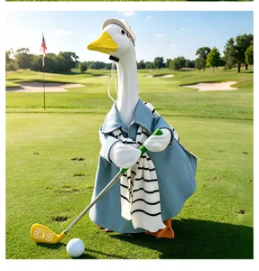 Details of the funny golf goose outfit set for outdoor lawn statue and garden decoration.