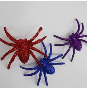 Halloween glitter plastic spinnen set kleurrijke spookhuis feest decoratie rekwisieten