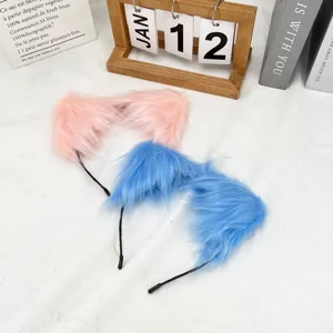 Cute Furry Cat Ear Headband Faux Plush Animal Ears Hair Accessories For Halloween Cosplay Party Japanese Style Headwear For Women Girls