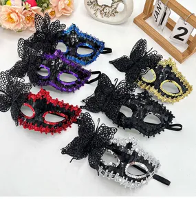 Masquerade mask set, fashion sequin lace butterfly half face mask for party carnival.