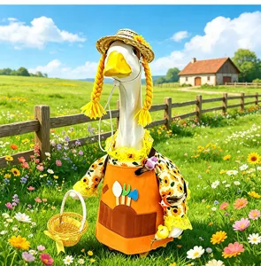 Summer pastoral porch goose outfit 23 inch sunflower costume set with hat and apron