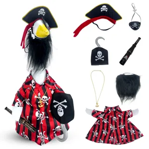 Disfraz de pirata de ganso de porche de 23 pulgadas Halloween con sombrero gancho camisa