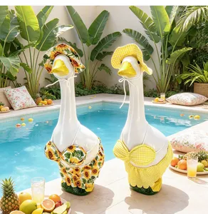 23-inch zomer veranda eend beelden met bikini en hoed set, perfect voor uw tuindecoratie.