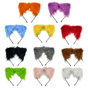 Fluffy cat ear headband cute plush animal ears hair hoop sweet lolita cosplay party hair accessories