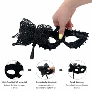 Máscara de mariposa para fiesta veneciana con lentejuelas y mango para Halloween.