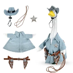 Conjunto de ropa de vaquero occidental de ganso de porche de 23 pulgadas con sombrero y camisa.