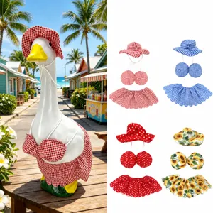Zomer Bikini Huisdier Kostuum Set Voor Veranda Gans Standbeeld Tuin Decoratie Luipaard Zonnebloem Geruit Stippen Outfit Accessoires