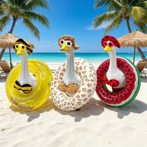 Cute Polyester Swimwear Outfit Set For Porch Goose Dress Up Decorative Animal Costume Hat Sunglasses Swim Ring Yard Decor