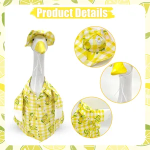 Set di vestiti a quadri limone per oca da veranda da 23 pollici con camicia e cappello.