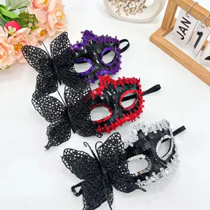 Masquerade mask set, sparkling sequin butterfly half face masks for party dress up and cosplay.