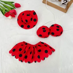 Red and black polka dot ladybug costume outfit set for 23 inch porch goose lawn decor.