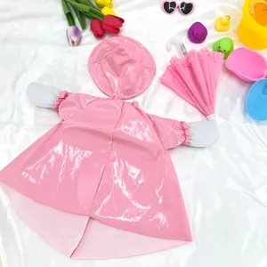 Roze 23-inch tuingans regenjas 3-delige set waterdichte schattige decoratieve outfit