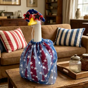 Independence Day porch goose outfit set with star sunglasses tutu hat for yard holiday decor