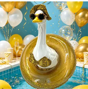 23-inch decorative porch goose with stylish leopard print bikini and matching hat for yard.