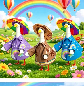 23 Inch Porch Goose Outfit Three Piece Set Cute Raincoat Hat Umbrella Dopamine Style