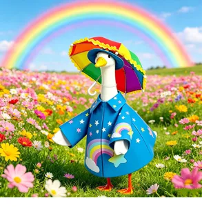 23 inch porch goose outfit colorful rainbow umbrella cute animal costume set for outdoor decoration