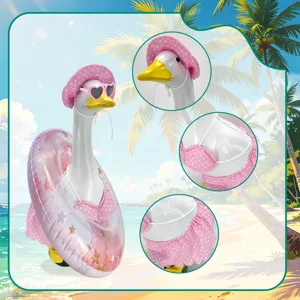 Summer pink bikini swim ring outfit set for 23-inch porch goose lawn statue decoration.