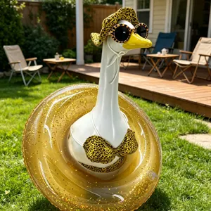 Porch Goose Costume Leopard Print Bikini Outfit Set For Garden Goose Ornament Includes Hat Sunglasses Swim Ring Porch Decor