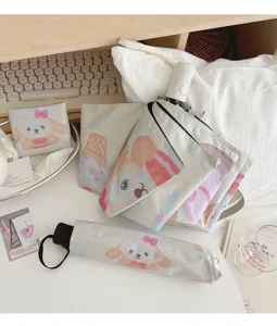 Paraguas plegable automático con bonito estampado de perro para protección solar óptima.