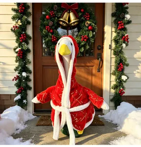 Kerst veranda gans outfit rode capuchon badjas feestelijk decoratief figuur thuis