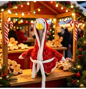 Kerst Veranda Gans Pluche Speelgoed Rode Met Capuchon Badjas Feestelijke Decor 23 Inch