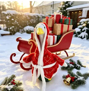 Kerst gans badjas met capuchon outfit vakantie veranda decor feestelijk kostuum ornament