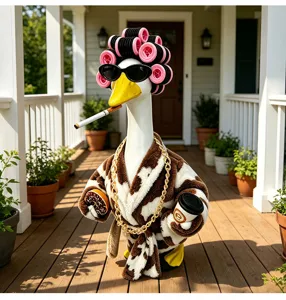 Chique 23-inch veranda gans badjas outfit, grappige tuingans standbeeld kleding en accessoires.