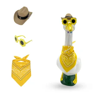23-inch porch goose cowboy outfit garden statue yellow hat sunglasses bandana costume set