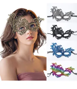 Gouden kanten feniks masker voor vrouwen sexy koningin feest verkleedpartij oogmasker.