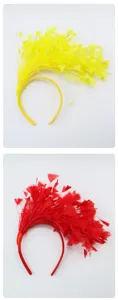 Feather headband hair accessory for party festival celebration yellow and red color options