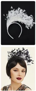 European style feather headband elegant party hair accessory for festival stage show headwear