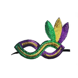 Mardi Gras masker goud paars groen pailletten oogmasker carnaval feest verkleedpartij accessoire