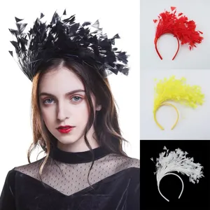 European Feather Leaf Headband Easter Carnival Party Performance Headwear Elegant Vintage Hair Accessory For Women Children