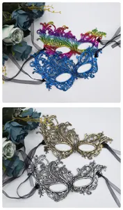 Kanten masker met feniks design feest carnaval sexy koningin zwart lint mooie set
