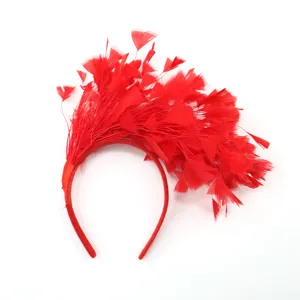 Red feather headband for women party festival costume fashion hair accessory cute style
