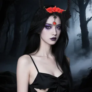 Halloween gotico corno di demone rosa gemma fascia per capelli festa costume scuro accessorio