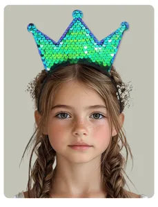 Kids sequin crown headband sparkling hair hoop for party performance cute decorative hair accessory