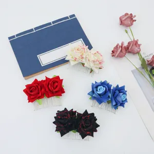 Halloween simulations rose metall haarkamm mehrfarbig blumen party haarspange accessoire