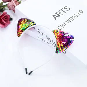 Bunter Pailletten Katzenohren Haarreif süßes Haaraccessoire für Kinder Party Bühnendeko