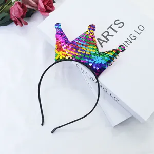 Colorful sequin crown headband for kids party hair accessories cute rainbow hair hoop