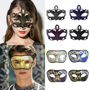 Masque Demi Visage de Bal Masqué de Venise Loup de Costume Élégant Vintage pour Halloween Carnaval Fête Accessoire de Déguisement Unisex