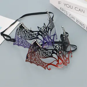 Masquerade rhinestone iron half face bat mask, sexy gothic party eye mask for women.