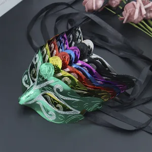 Bunte Maskerade Masken Set halbes Gesicht Fuchs Maske mit Glitzer und Bändern für Party