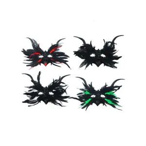 Gothic schwarze Feder Halbgesicht Maske für Halloween Maskerade Party Kostüm Requisiten