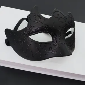 Schwarze Maskerade Maske für Damen und Herren, elegante Glitzer Maske für Kostümball.